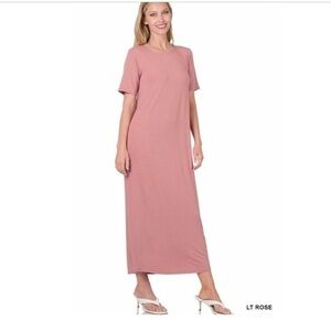 NWT Zenana S/S light rose maxi dress for average height woman. Mu…